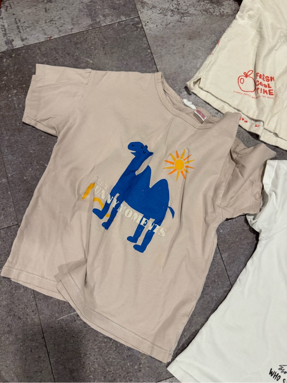 Zara Kids Mixed Graphic Tee Bundle - White, Beige, Tan, Cream, Light Green - Picture 6 of 6